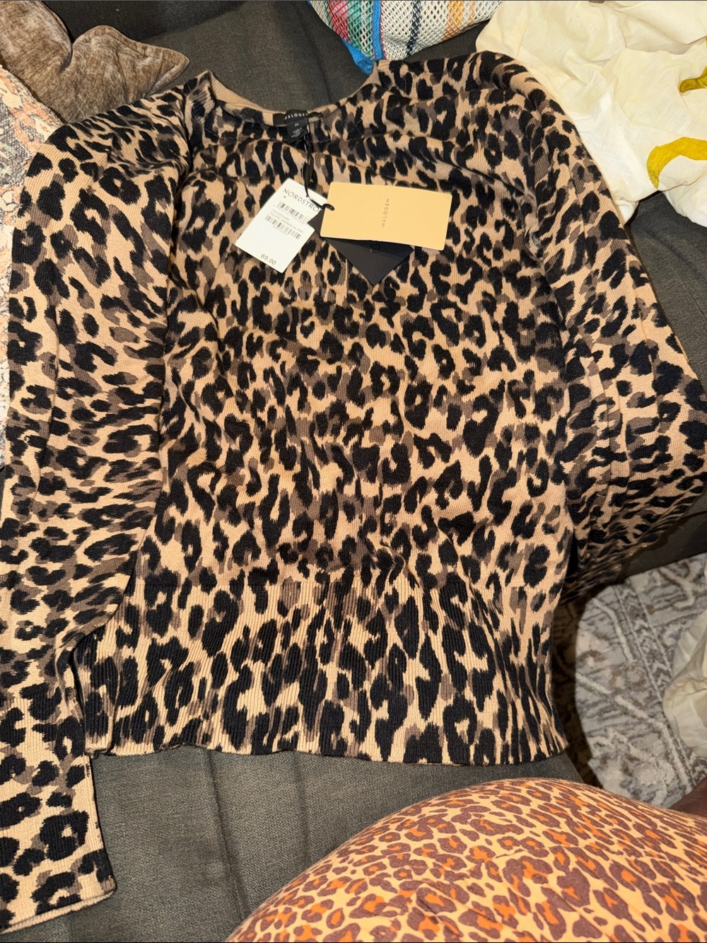 Leopard print knit top